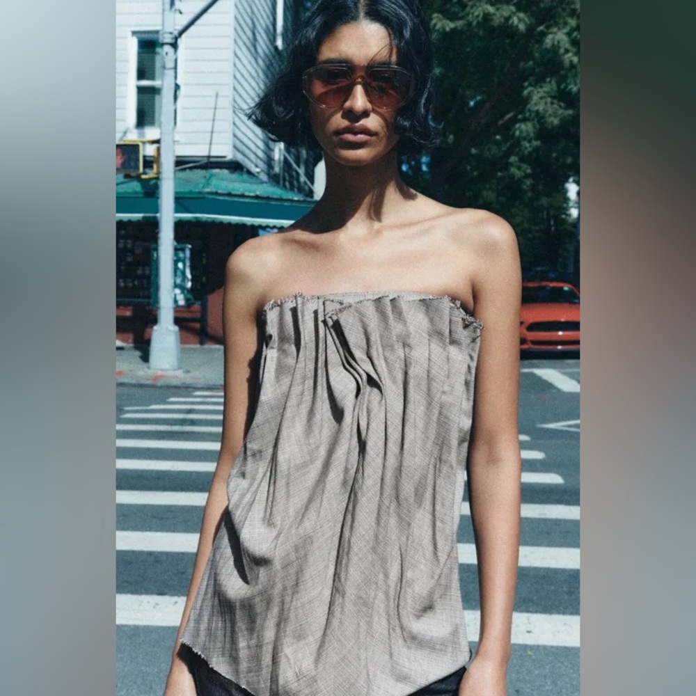 ZARA strapless pleated bustier top S NWT